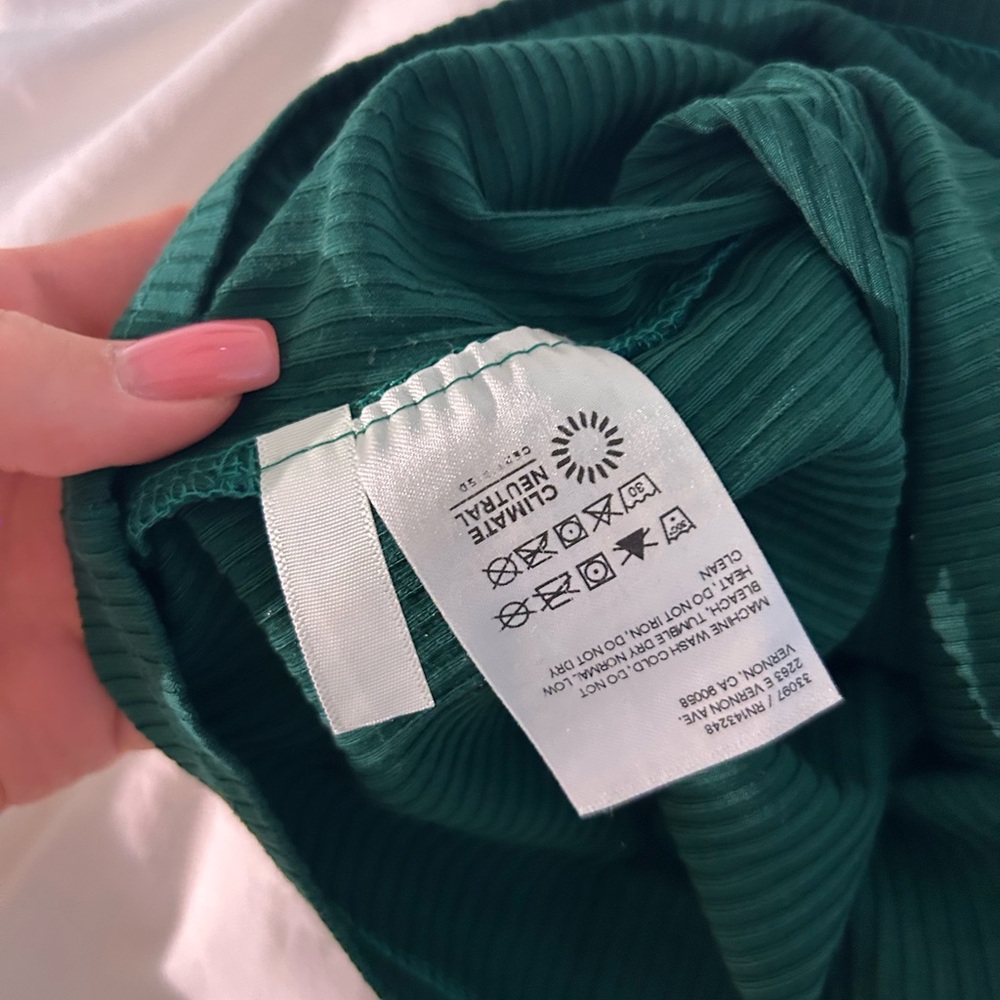 Reformation Square Neckline Green Ribbed Tank Top Sz S - Picture 5 of 6